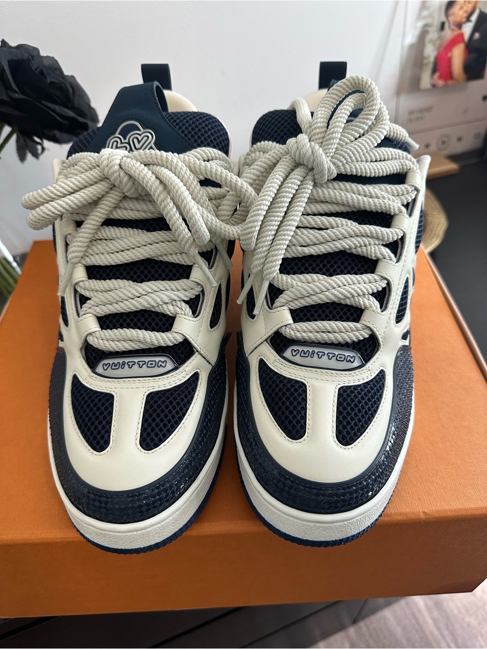 Louis Vuitton LV Skate- Men’s Navy and Cream Low-Top Sneakers